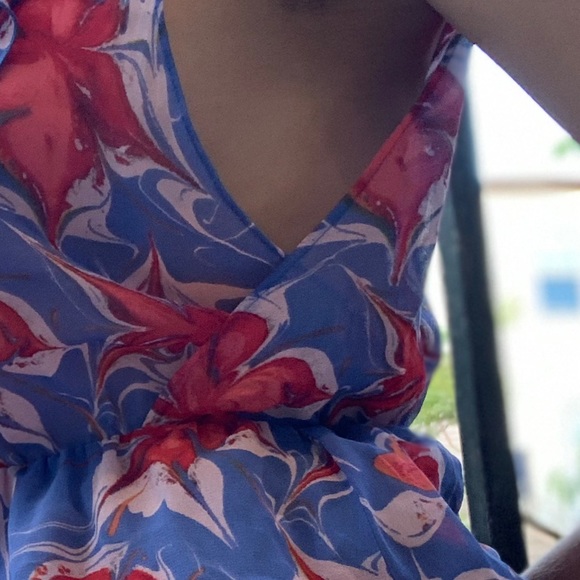 Spring Dress/ Flowers/ Asymmetrical with Ruffles - Picture 7 of 12